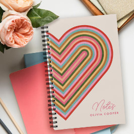 Rainbow Heart Spiral Notebook - Pink Notizblock