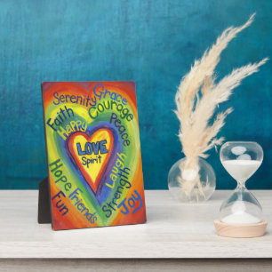 Rainbow Heart Spirit Words Art Plaque Sign Fotoplatte