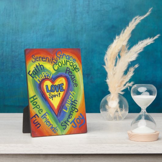 Rainbow Heart Spirit Words Art Plaque Sign Fotoplatte (Seite)