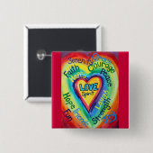 Rainbow Heart Spirit Words Button (Vorne & Hinten)
