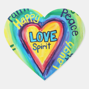 Rainbow Heart Spirit Words Label Aufkleber Decal