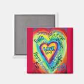Rainbow Heart Spirit Words Magnet (Vorderseite/Rückseite)