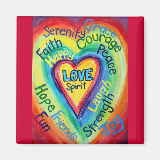 Rainbow Heart Spirit Words Magnet (Vorne)