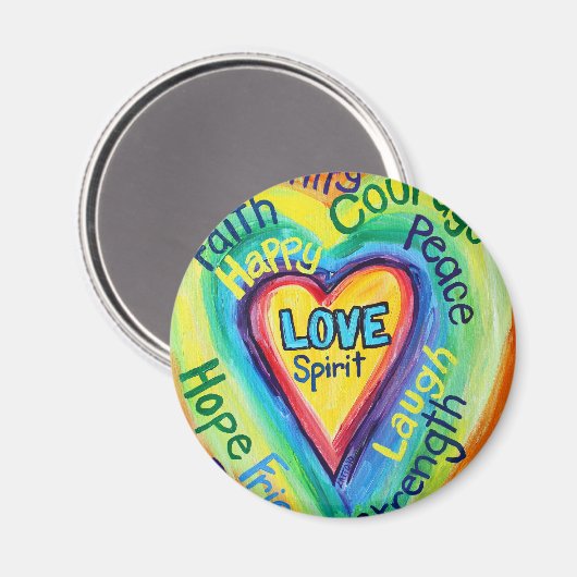 Rainbow Heart Spirit Words Magnet (Vorderseite/Rückseite)