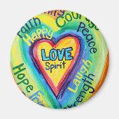 Rainbow Heart Spirit Words Magnet (Vorne)