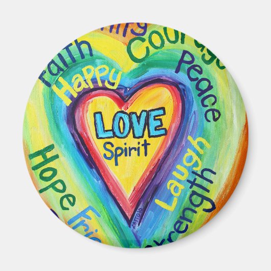 Rainbow Heart Spirit Words Magnet (Vorne)