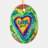 Rainbow Heart Spirit Words Ornament (Hinten)