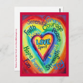 Rainbow Heart Spirit Words Postcard Postkarte (Vorne/Hinten)