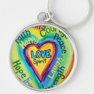 Rainbow Heart Spirit Words Schlüsselanhänger