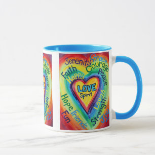 Rainbow Heart Spirit Words Tasse