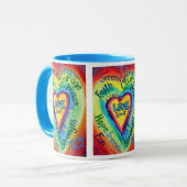 Rainbow Heart Spirit Words Tasse (Vorderseite Links)