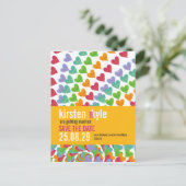 Rainbow Heart Sprinkles Save the Date Postkarte (Stehend Vorderseite)