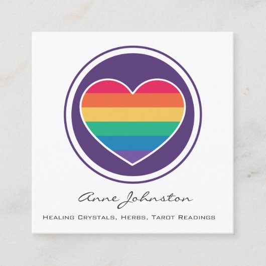 Rainbow Heart Square Business Card Quadratische Visitenkarte (Vorderseite)
