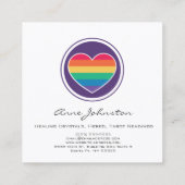 Rainbow Heart Square Business Card Quadratische Visitenkarte (Rückseite)