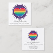 Rainbow Heart Square Business Card Quadratische Visitenkarte (Vorne/Hinten)