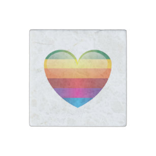 Rainbow Heart Steinmagnet