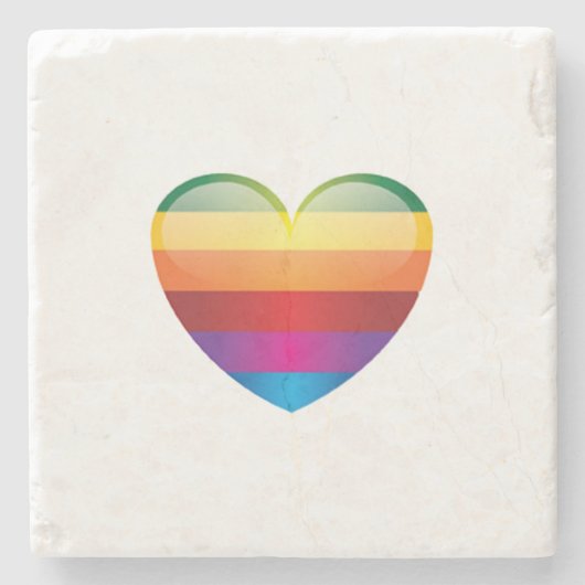 Rainbow Heart Steinuntersetzer (Vorderseite)