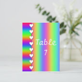 Rainbow Heart Striped Wedding Tischnummern (Stehend Vorderseite)