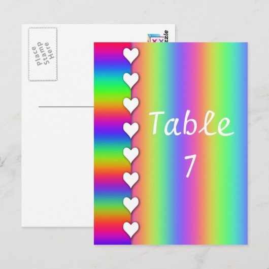 Rainbow Heart Striped Wedding Tischnummern (Vorne/Hinten)