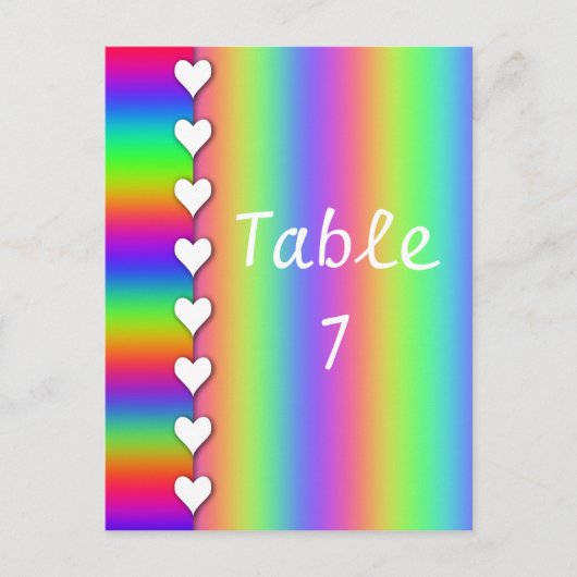 Rainbow Heart Striped Wedding Tischnummern (Vorderseite)