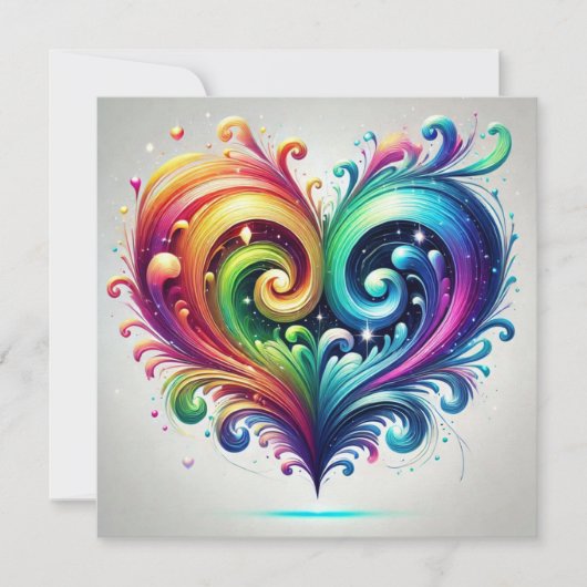 Rainbow Heart Swirving Bright Colors Dankeskarte (Vorderseite)