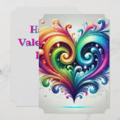 Rainbow Heart Swirving Bright Colors Einladung (Vorne/Hinten)