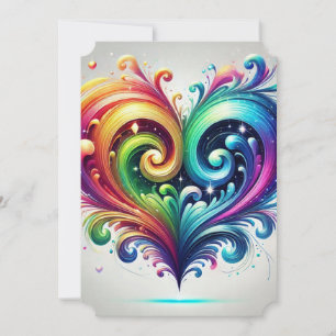 Rainbow Heart Swirving Bright Colors Einladung