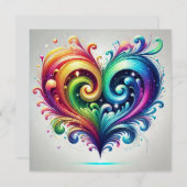 Rainbow Heart Swirving Bright Colors Einladung (Vorne/Hinten)