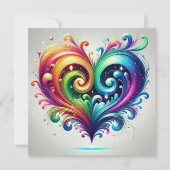 Rainbow Heart Swirving Bright Colors Einladung (Vorderseite)