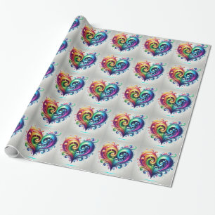 Rainbow Heart Swirving Bright Colors Geschenkpapier