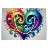 Rainbow Heart Swirving Bright Colors Große Geschenktüte (Rückseite)