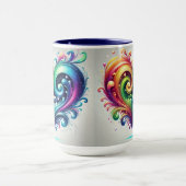 Rainbow Heart Swirving Bright Colors Tasse (Zentrum)