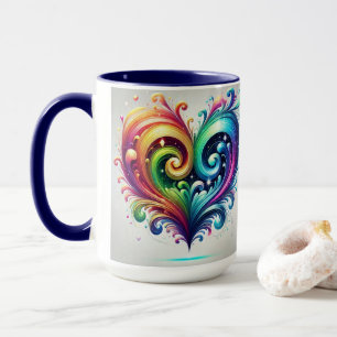 Rainbow Heart Swirving Bright Colors Tasse
