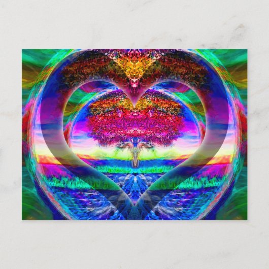 Rainbow Heart Tree of Life Postkarte (Vorderseite)