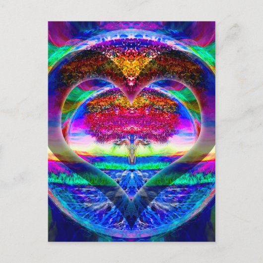 Rainbow Heart Tree of Life Postkarte (Vorderseite)