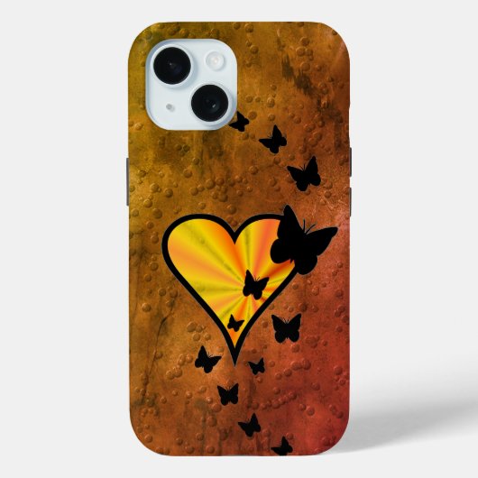 Rainbow Heart und Butterfly Case-Mate iPhone Hülle (Rückseite)