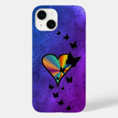 Rainbow Heart und Butterfly Case-Mate iPhone Hülle (Rückseite)