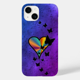 Rainbow Heart und Butterfly Case-Mate iPhone 14 Hülle