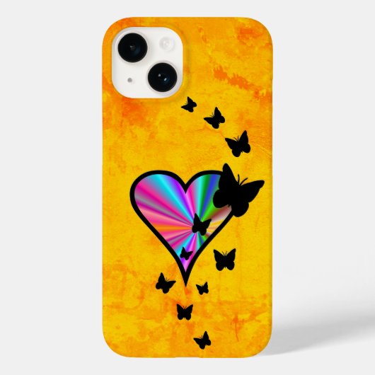 Rainbow Heart und Butterfly Case-Mate iPhone Hülle (Rückseite)