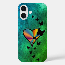 Rainbow Heart und Butterfly iPhone 16 Hülle
