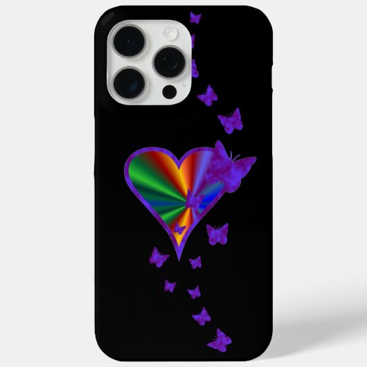 Rainbow Heart und Butterfly Case-Mate iPhone Hülle (Rückseite)