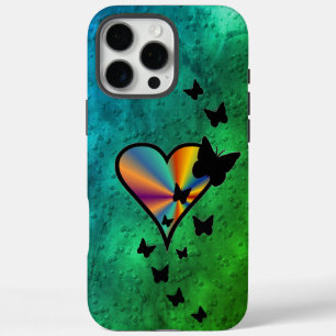 Rainbow Heart und Butterfly iPhone 16 Pro Max Hülle