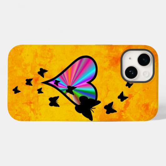 Rainbow Heart und Butterfly Case-Mate iPhone Hülle (Rückseite (Horizontal))