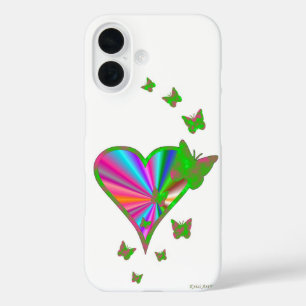 Rainbow Heart und Butterfly iPhone 16 Hülle