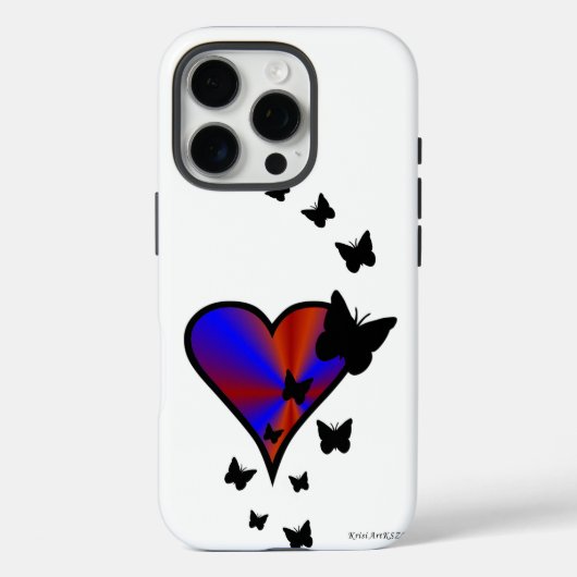 Rainbow Heart und Butterfly Case-Mate iPhone Hülle (Rückseite)