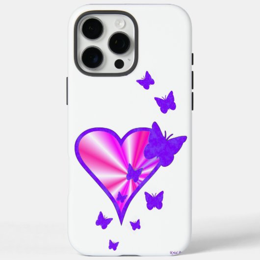Rainbow Heart und Butterfly Case-Mate iPhone Hülle (Rückseite)