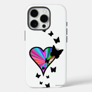 Rainbow Heart und Butterfly iPhone 16 Pro Hülle