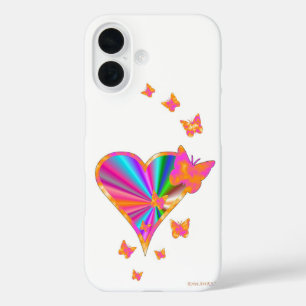 Rainbow Heart und Butterfly iPhone 16 Hülle