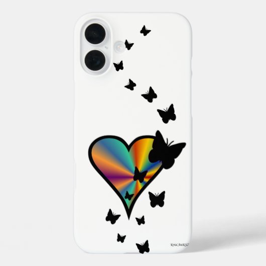 Rainbow Heart und Butterfly Case-Mate iPhone Hülle (Rückseite)