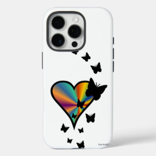 Rainbow Heart und Butterfly iPhone 16 Pro Hülle